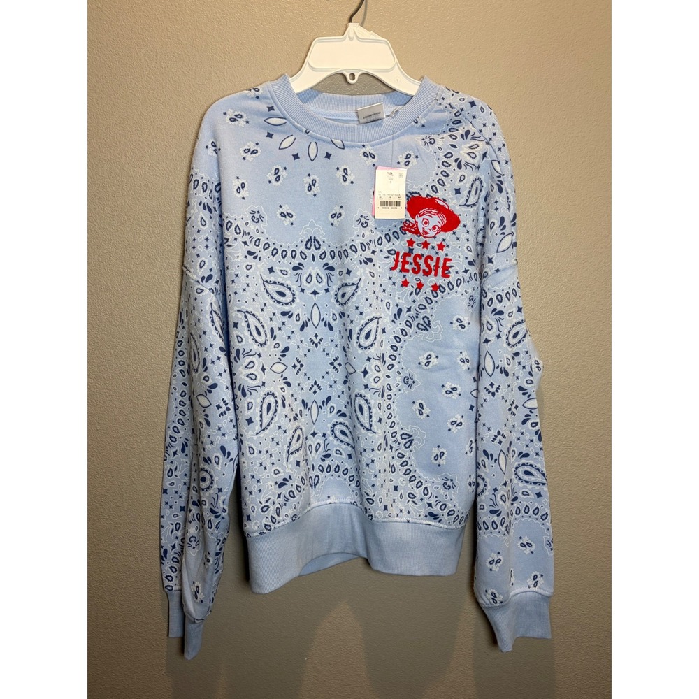 Disney Toy Story 5 Jessie Stay Wild Bandana Paisley Sweatshirt Blue Small NWT
